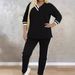 Women's Casual Two Piece Suit V Neck Long Sleeve T-Shirt with Contrast Color Pocket Trousers Autumn Winter Fashion Polyester_ecoleips.com