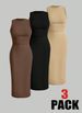 Curvy Women 3 Pack Ruched Waist Tank Maxi Dress, Crew Neck Versatile Long Dress Set_ecoleips.com