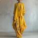 Women's Printed Irregular Loose Pants Two Piece Set Round Neck Top Shorter In Front Longer In Back American Style_ecoleips.com