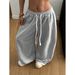 Trendy Women's Wide-Leg Pants – Polyester Drapey Trousers | High Waist Straight Cut | S-XXL | Minimalist Gray | Casual & Office Wear_ecoleips.com