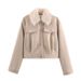 Women's Short Wool Jacket – Stylish Aviator Coat With Faux Fur Collar For Autumn & Winter_ecoleips.com