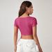 Voya Women's Independent Station 2026 New Irregular Square Neck Knitted Short Sleeved T-shirt Short Fit Top_ecoleips.com