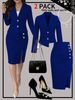 Women's Spring/Summer Slim Fit Fashion Trendy Casual Suit Jacket Paired With Skirt Set_ecoleips.com