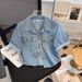 Short Sleeved Denim Shirt Jacket For Women In Summer Thin New Small Casual Loose Short Tops_ecoleips.com