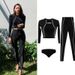 K Outdoor Swimming Suit, Three Piece Sports High Waisted Pants, Long Sleeved Sun Protection Suit, Snorkeling Hot Spring Swimsuit, Surfing_ecoleips.com