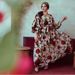 Muslim-Friendly Bohemian Floral Print Dress Short Ruffle Sleeve Waist Tie Rose Pattern Breathable Polyester Blend S XL_ecoleips.com