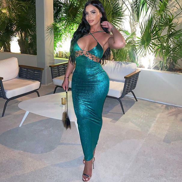 Cross-Border Women's Fashion 2024 Winter New Sexy Hollow Out Backless Slim Fit Strapless Dress Wholesale_ecoleips.com