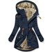 Women’S Winter Coat With Faux Fur Hood – Slim-Fit Zip-Up Long Sleeve Jacket (Green/Navy/Black, S-Xxxl)_ecoleips.com