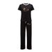 Women's Stylish Letter Print Short Sleeve T-Shirt & Drawstring Pants Set – Casual Summer Outfit, Comfortable & Breathable Polyester, S/M/L/XL_ecoleips.com