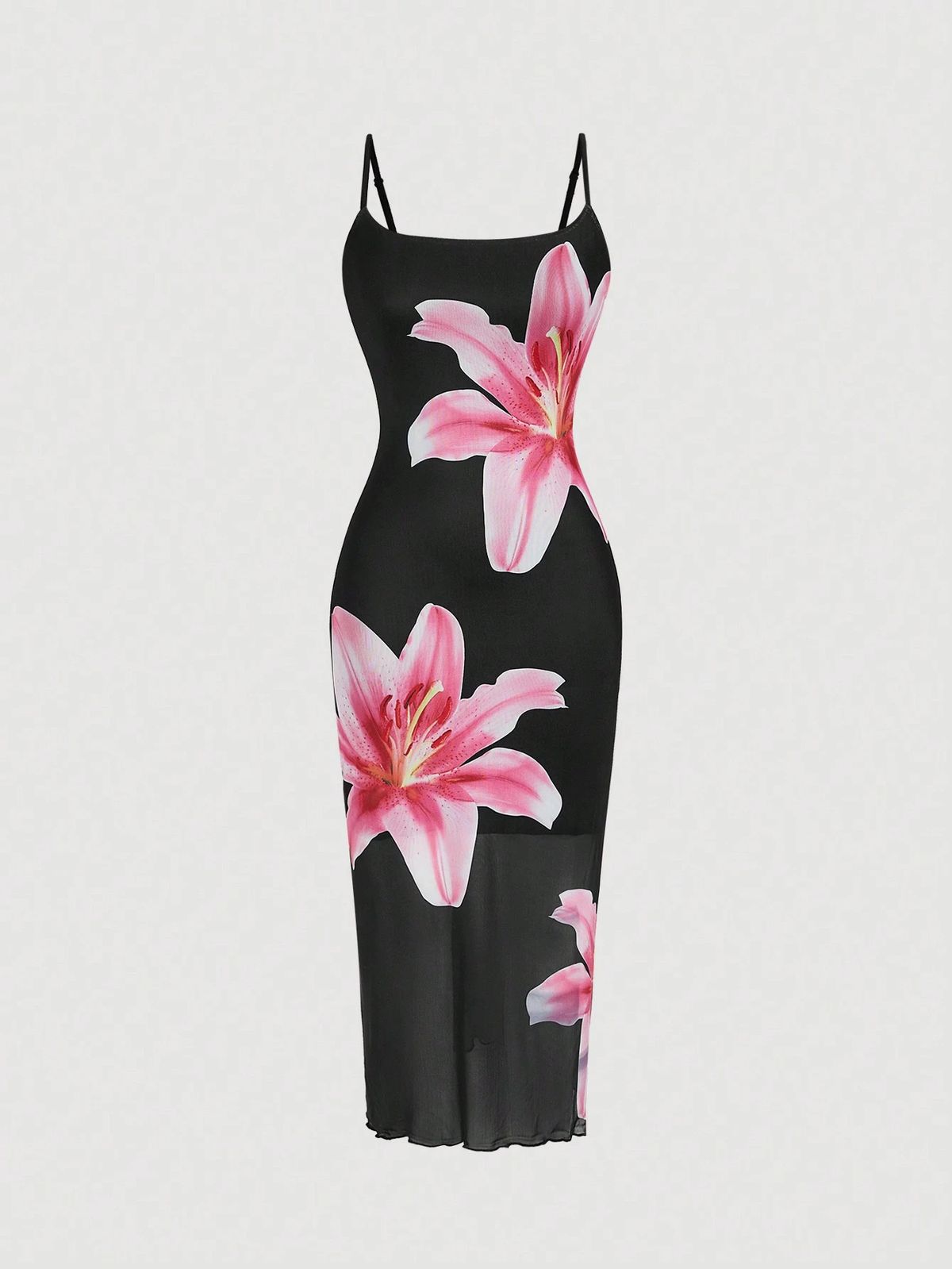 Women's Floral Print Sleeveless Suspender Dress - Elegant Long Maxi Skirt With Adjustable Straps_ecoleips.com