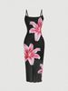 Women's Floral Print Sleeveless Suspender Dress - Elegant Long Maxi Skirt With Adjustable Straps_ecoleips.com