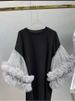 Sweet Mesh Panel Contrast Color T-Shirt For Women, Round Neck Short Sleeve Top, Plus Size Breathable Casual Tee_ecoleips.com