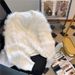 Women's Luxe Faux Fur Cardigan – Soft Acrylic-Nylon Blend V-Neck Open Front Sweater With Flowy Fringe, Oversized Fit For Fall/Winter_ecoleips.com