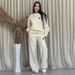 2027 Fashion Tracksuits Women O-Neck Long Sleeve Sweatshirts + Lace-Up Wide Leg Sweatpants Two-Piece Sport Suits_ecoleips.com