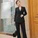 Elegant Women's Professional Suit Set Slim Fit Blazer And Trousers for Office And Formal Occasions White Black Regular Petite plus Sizes_ecoleips.com