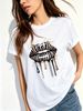 Women Zebra Stripe Dripping Lips Graphic T Shirt Gold Splash Ink Print Crew Neck Short Sleeve Y2K Streetwear Casual Summer Tee_ecoleips.com