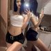 2025s Spicy Girl Dark Y2K Studded Low Waist Ultra Short Denim Shor For Women New Pure Desire Versatile Tight Bodycon Hot_ecoleips.com