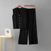 Women's Cross Border Cardigan Knit Set Single Breasted V Neck Top Casual Sporty Wide Leg Pants Spring Summer Loose Fit_ecoleips.com