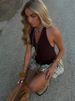 Retro Sequins Tube Top Bubble Skirt Set Women Sexy Glitter Ruffle Irregular Skirts Slim Shorts Sets Lady 2025 Chic Street Outfit_ecoleips.com
