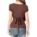 Vintage Retro Small Floral Embroidery Contrast Color V-neck Slim-fit Waist Design T-shirt, Intellectual And Slimming_ecoleips.com