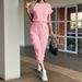 DiYun European American Casual Vacation Short-sleeve T-shirt Pants Two-piece Set Women's Clothing 2025 Autumn And Winter_ecoleips.com