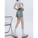 Retro High Waist Ripped A-Line Denim Shorts for Women Summer Style Thin Loose Slimming Light Color plus Size Hot Pants for Chubby Girls_ecoleips.com
