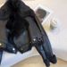 Aria Basics European And American Black Shearling Short Coat For Women, New Thickened Warm Cold-Proof Motorcycle Style Jacket_ecoleips.com