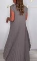 K Women's Round Neck Solid Color Sleeve Top Pleated Straight Leg Pants Set Two-piece Set_ecoleips.com