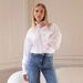 Women's Clothing Diagonal Placket Stand Collar Ruffle Shirt Style Spring Summer New Fashion Design_ecoleips.com