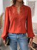Women's Autumn V Neck Lace Trimmed Solid Color Shirt_ecoleips.com