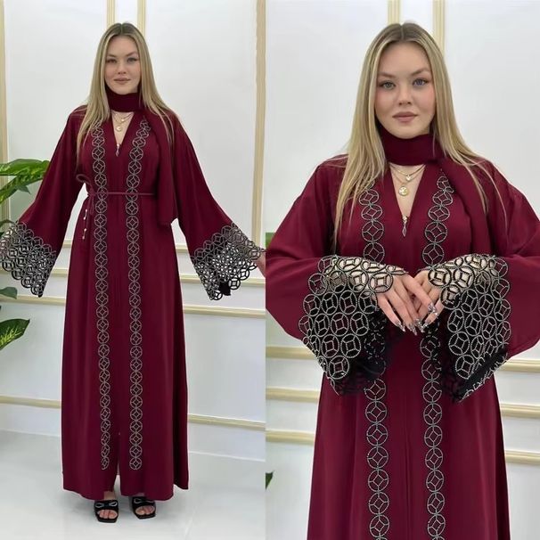 Muslim Abaya Arab Kaftan Plus Size Women's Dress With Flared Long Sleeves 8840_ecoleips.com