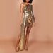 Sexy One-Shoulder Sequin Bodycon Dress – Glamorous High-Slit Cocktail Party Dress For Women (S-XL, Gold)_ecoleips.com