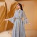 Modest Abaya Dress Women's Elegant Long Dress With Middle East Cross-Over Embroidery Bell Sleeves Pullover Style For Dubai Fashion_ecoleips.com