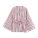 Parisian-Inspired Striped Workwear Set – Breathable Linen-Blend Office-to-Brunch Ensemble (Adjustable Waist & Roll-Up Sleeves)_ecoleips.com
