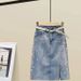 Women's Clothing new slim fit bow short sleeve + hot diamond split denim skirt ins_ecoleips.com