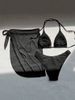 Women's Clothing Pure Color Mesh Three Piece Swimsuit Lace Up Sexy Beach Bikini Swimsuit Women Summer_ecoleips.com