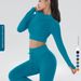 Women's Clothing Yoga Suit Two Sexy Fitness Wear Sports Long Sleeve Striped Solid Color High Waist Striped Trousers_ecoleips.com