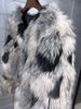 Women’s Cropped Faux Fox Fur Coat – Jacquard Dyed Point Short Jacket (Beige, Khaki, Gray, Coffee, S/M/L)_ecoleips.com
