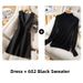 Women's Clothing Women’s Wool Blend Sleeveless Dress – Elegant Vest Dress With Optional Sweater Set (Black, S-3XL)_ecoleips.com