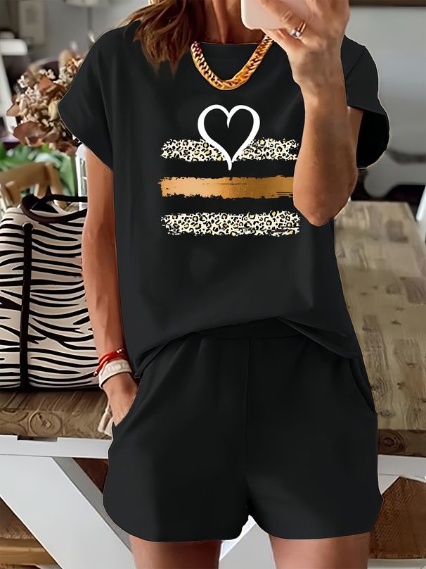 Women’s 2 Piece Outfit Set – Oversized Graphic T-Shirt And Biker Shorts Matching Set, Casual Summer Lounge Tracksuit For Daily Wear-325_ecoleips.com