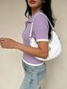 Women Soft Skin-Friendly Breathable Rib Knit Top Contrast Trim Polo Collar Short Sleeve Loose Cropped Knit Blouse_ecoleips.com