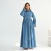 Voya Women's Tencel Lyocell & Cotton Denim Maxi Dress - Button Down Shirt Dress With Puff Sleeves & High Waist - Casual Elegant Long Dress_ecoleips.com