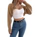 Real Shot Of Spring/summer European And American Casual Solid Color Hollow-out Lantern Sleeve Shawl Sweater Coat._ecoleips.com