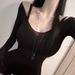 Slim Fit Long Sleeve Base Shirt Women's Style Korean Knitted Top Pure Color V-Neck Highlight Chest Thin Autumn Sexy Waist-Cin..._ecoleips.com