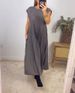 2024 Autumn Winter New Cross-border European American Fashion Round Neck Sleeveless Pleated Dress Women's_ecoleips.com
