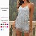 Women's Sexy Fashion Backless Tassel Satin Jumpsuit Slimming European American Style Cross Border Trade Suspender Dress_ecoleips.com