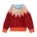 girl Christmas Classic Red Sweater Fair Isle Ferris Wheel Handmade Knitted Vintage Forest Style Women's Pullover_ecoleips.com