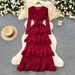 Women's Clothing High End Banquet Dress High End Luxury Niche Ruffle Cake Skirt Heavy Pleated Slim Long Dress_ecoleips.com