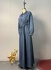 Modest Abaya Dress/Muslim Dress Women Oversized Denim Shirt Dress With Polo Collar & Belted Waist – Loose Fit Maxi Dress For Casual & Elegant Style_ecoleips.com