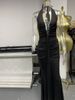 SDM156 Women's Deep V Neck Spaghetti Strap Long Dress Elegant Halter Neck Style High Quality Export Product_ecoleips.com